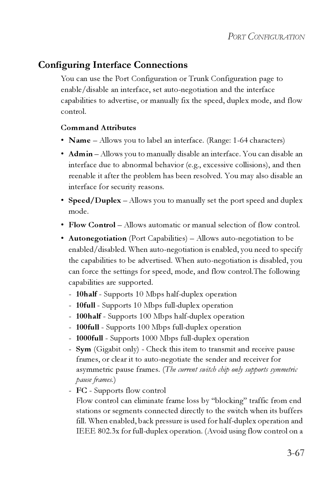 SMC Networks SMC6724L3 manual Configuring Interface Connections, Command Attributes 