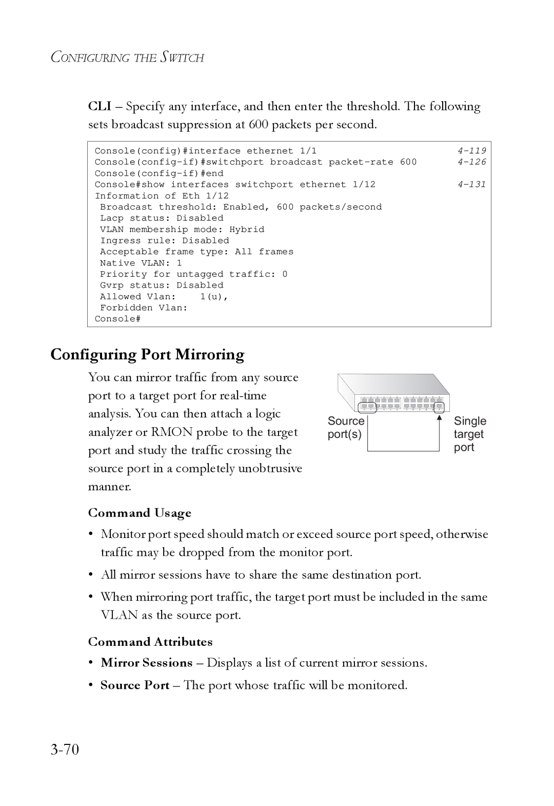 SMC Networks SMC6724L3 manual Configuring Port Mirroring, 131 