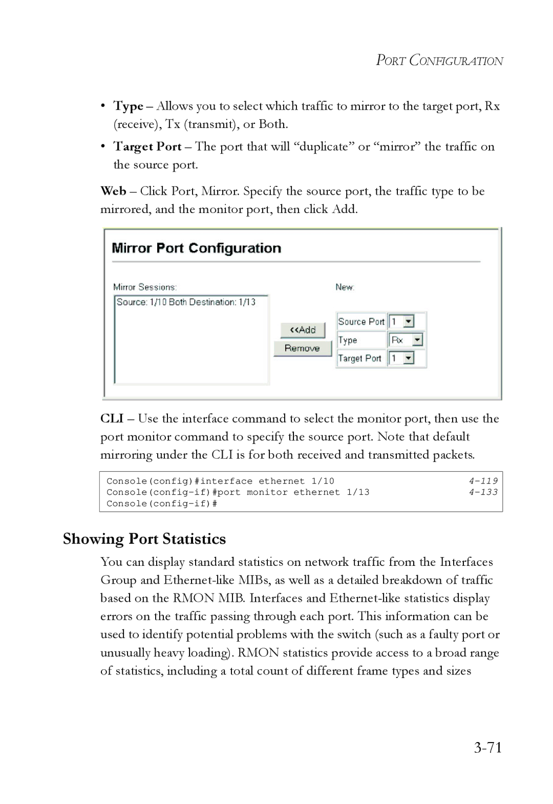 SMC Networks SMC6724L3 manual Showing Port Statistics 