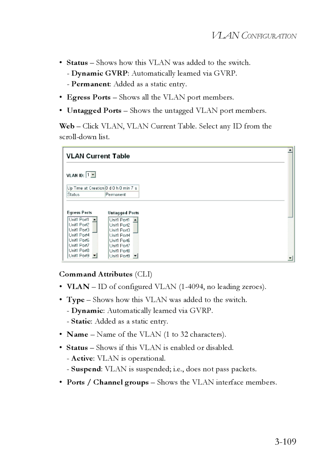 SMC Networks SMC6724L3 manual 109, Command Attributes CLI 