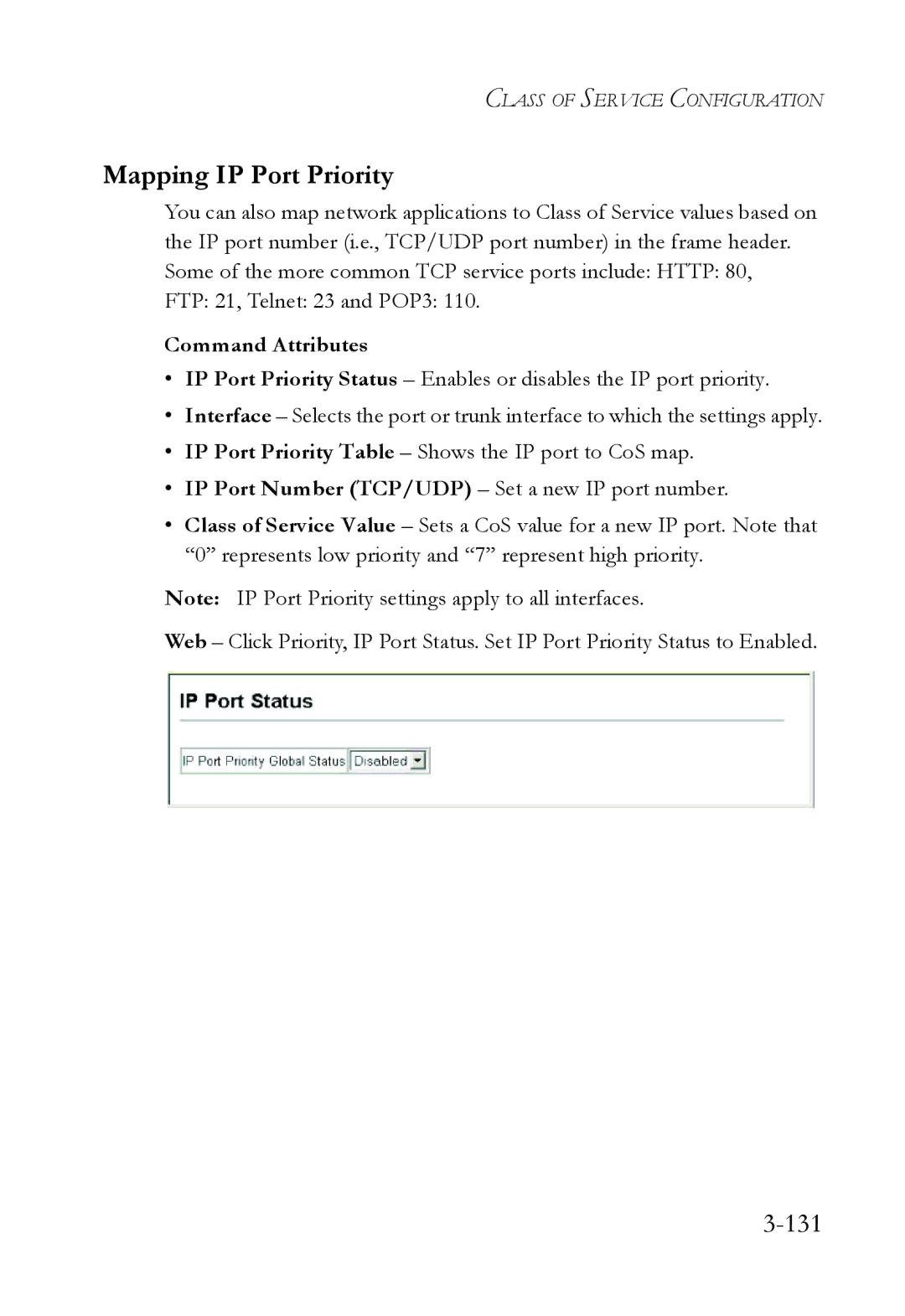 SMC Networks SMC6724L3 manual Mapping IP Port Priority, 131 