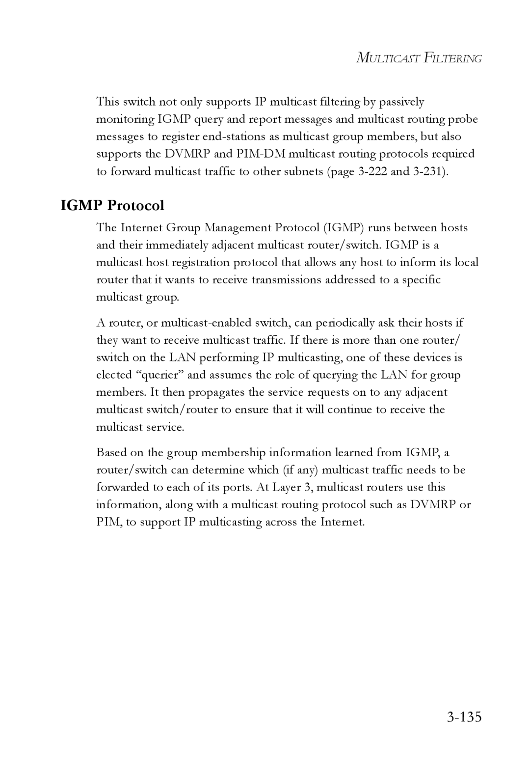 SMC Networks SMC6724L3 manual Igmp Protocol, 135 