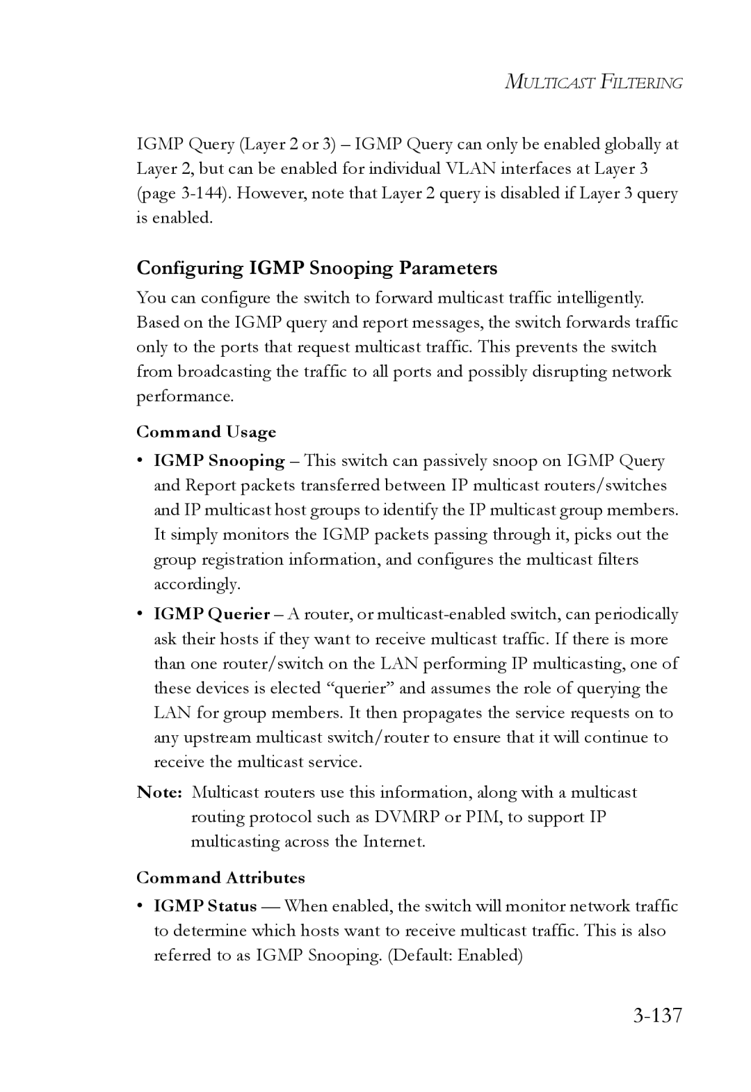 SMC Networks SMC6724L3 manual 137, Configuring Igmp Snooping Parameters 