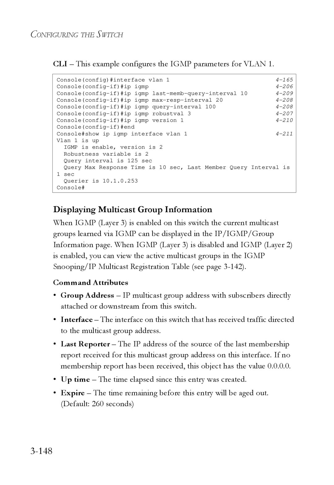 SMC Networks SMC6724L3 manual 148, Displaying Multicast Group Information 