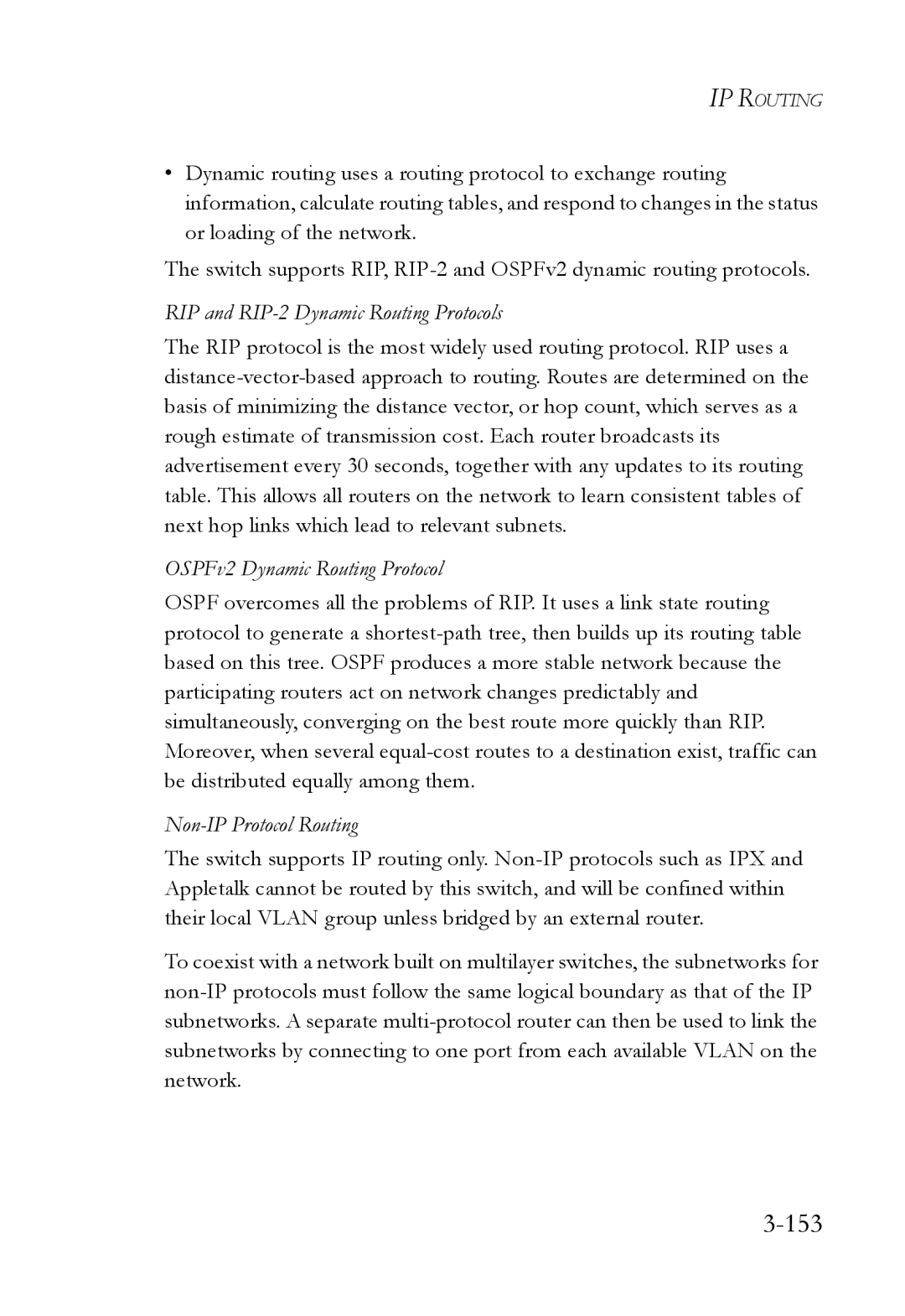 SMC Networks SMC6724L3 manual 153, RIP and RIP-2 Dynamic Routing Protocols, OSPFv2 Dynamic Routing Protocol 