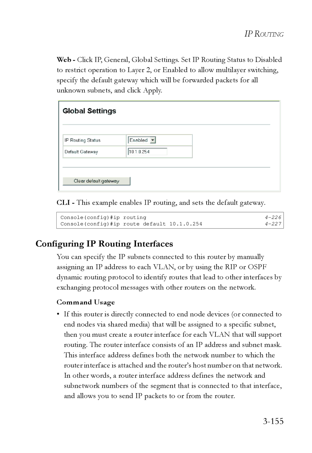 SMC Networks SMC6724L3 manual Configuring IP Routing Interfaces, 155 