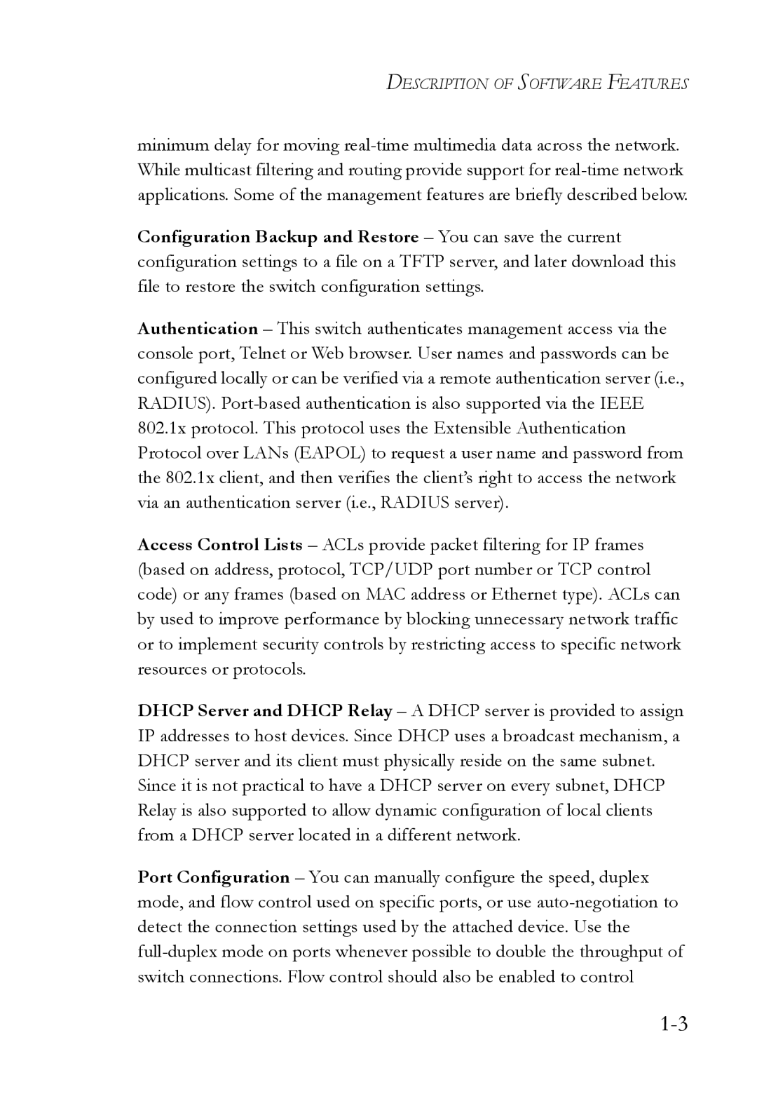 SMC Networks SMC6724L3 manual Description of Software Features 