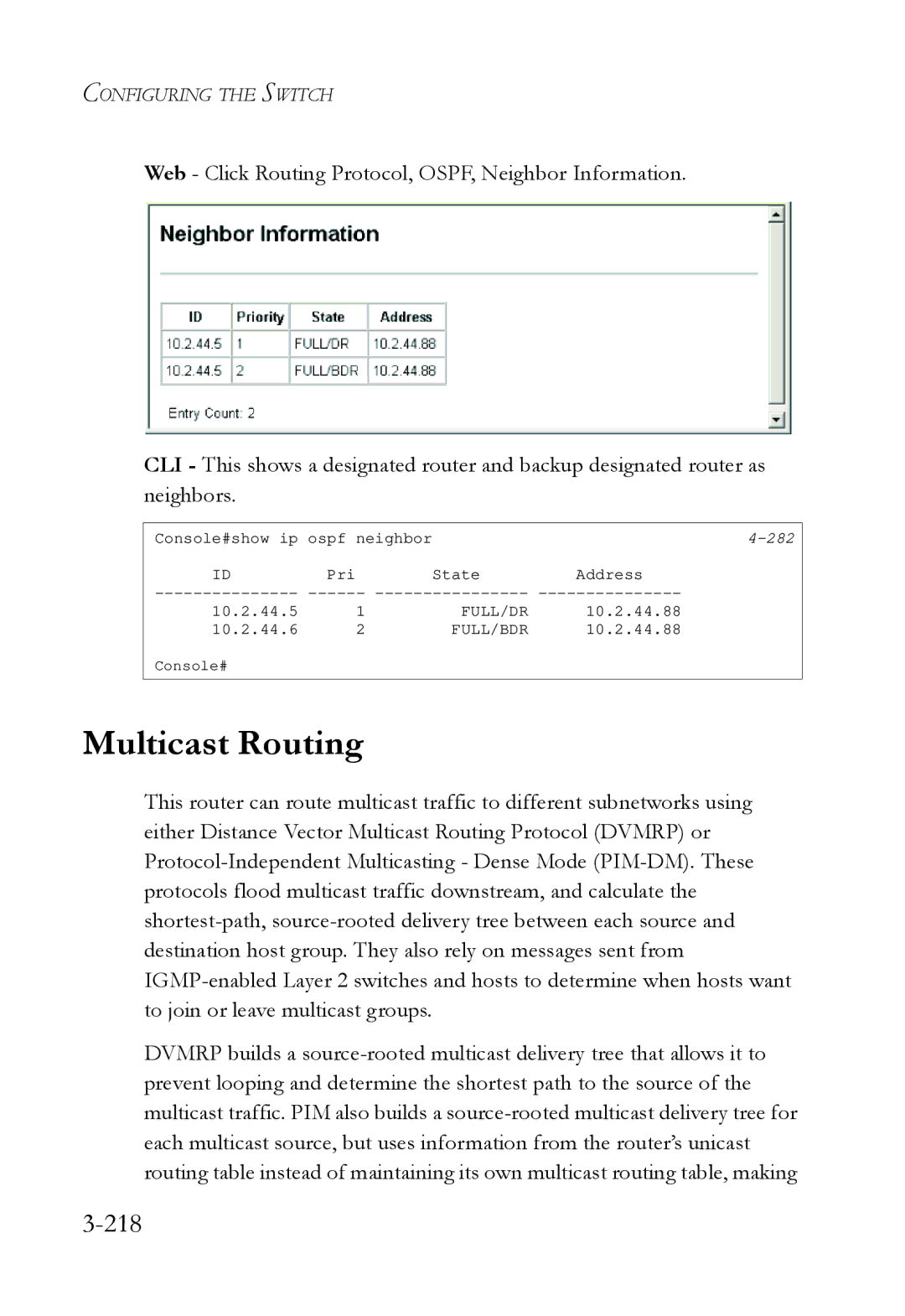 SMC Networks SMC6724L3 manual Multicast Routing, 218 