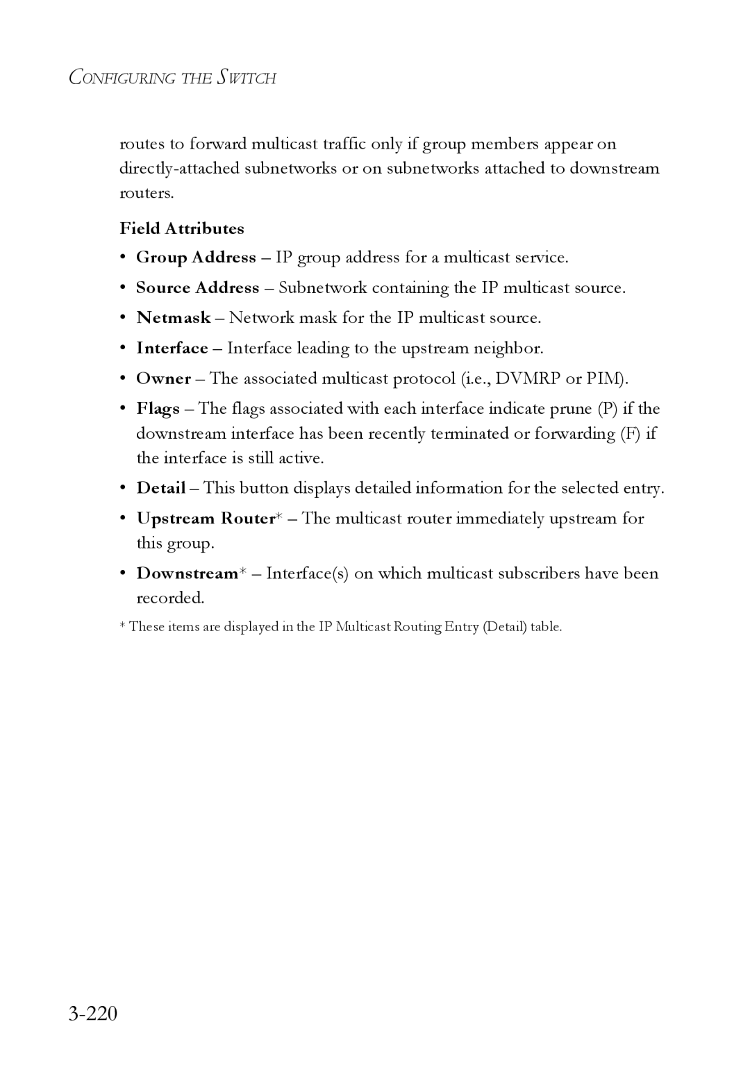 SMC Networks SMC6724L3 manual 220, Field Attributes 