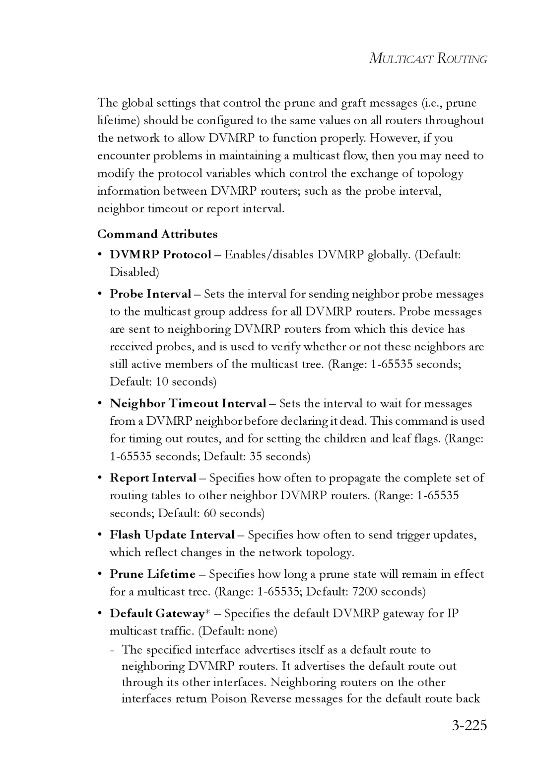 SMC Networks SMC6724L3 manual 225, Command Attributes 