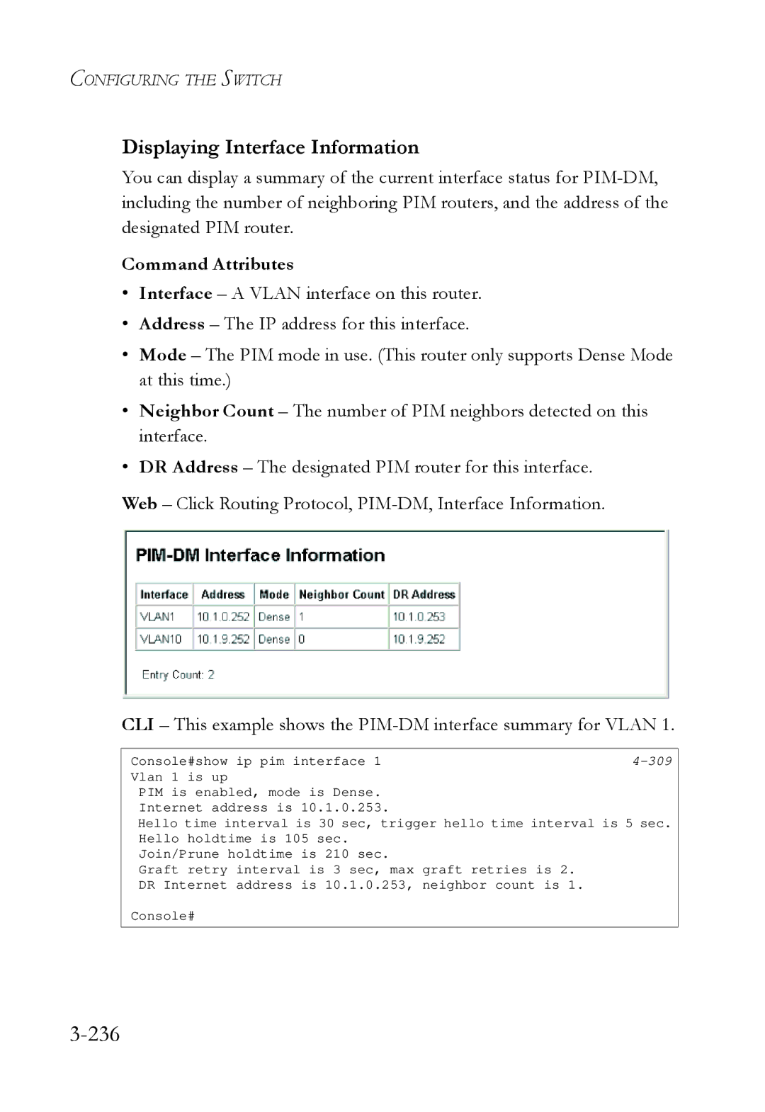 SMC Networks SMC6724L3 manual 236, Displaying Interface Information 