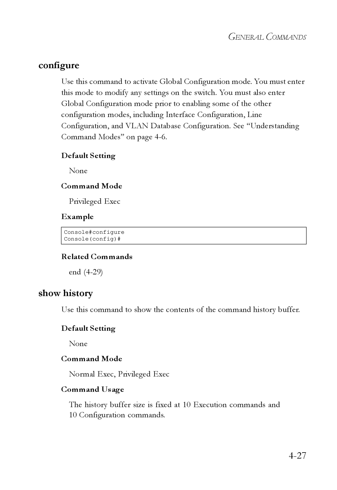 SMC Networks SMC6724L3 manual Configure, Show history 