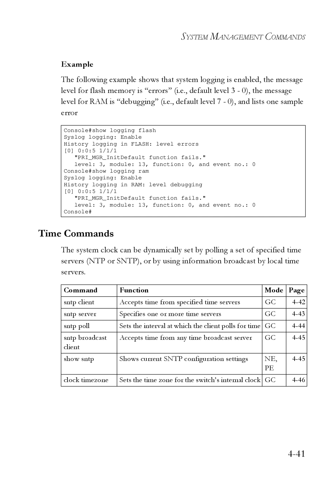 SMC Networks SMC6724L3 manual Time Commands 