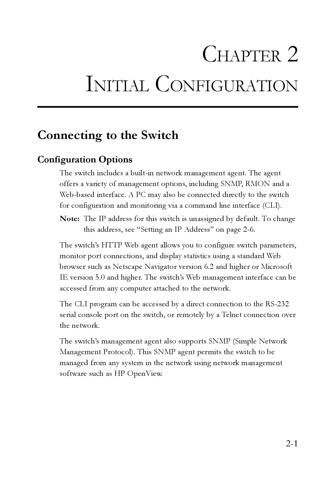 SMC Networks SMC6724L3 manual Connecting to the Switch, Configuration Options 