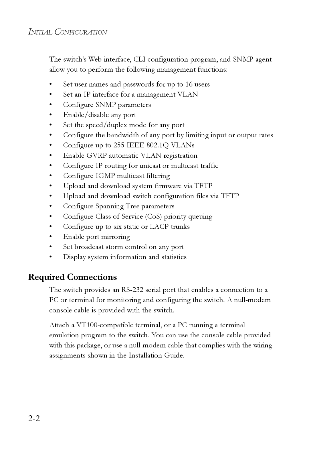 SMC Networks SMC6724L3 manual Required Connections 