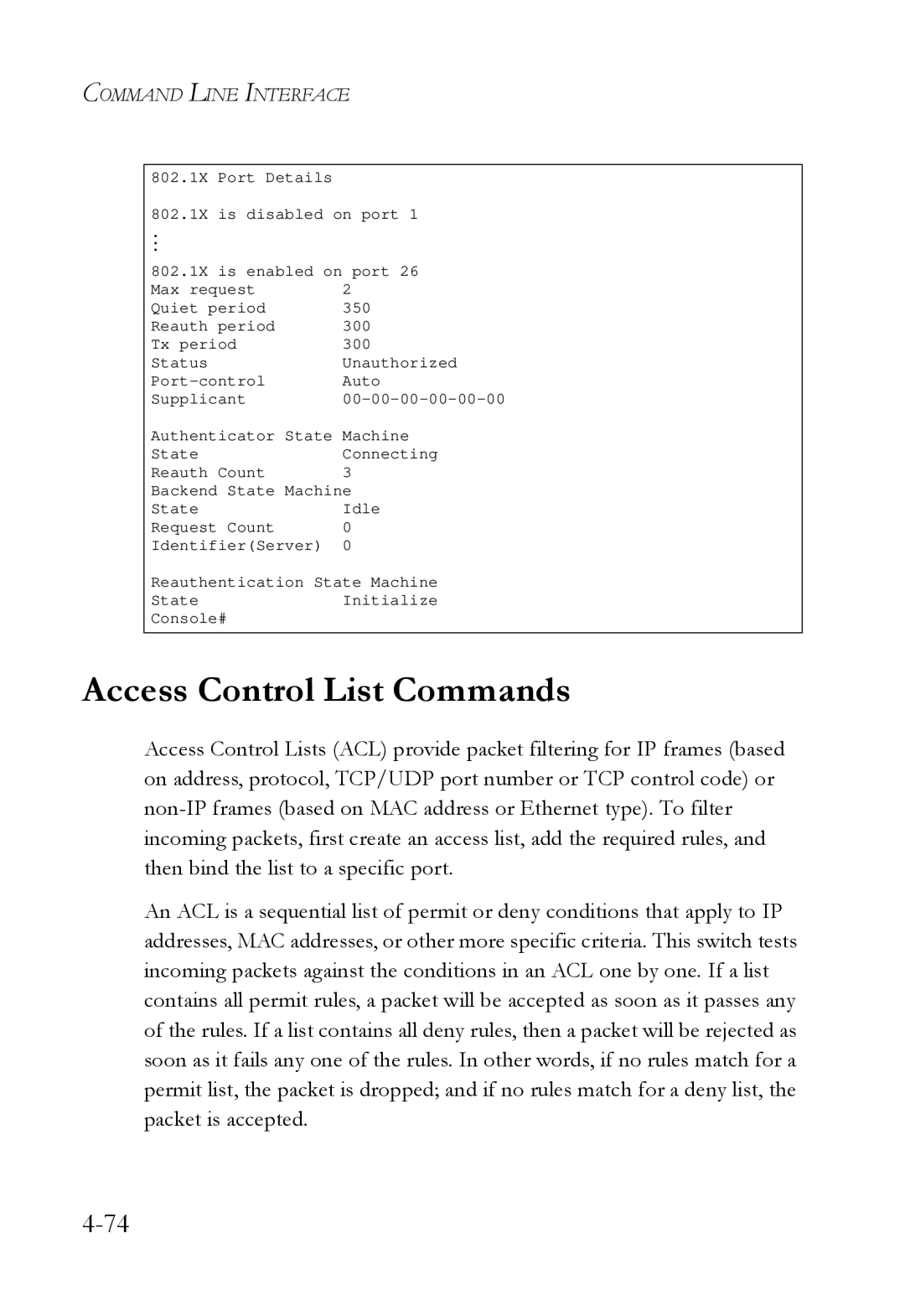 SMC Networks SMC6724L3 manual Access Control List Commands 