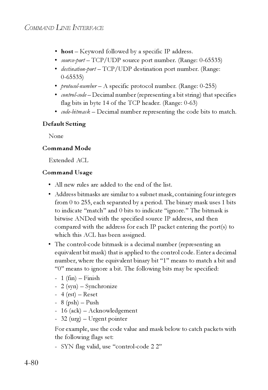 SMC Networks SMC6724L3 manual Extended ACL 