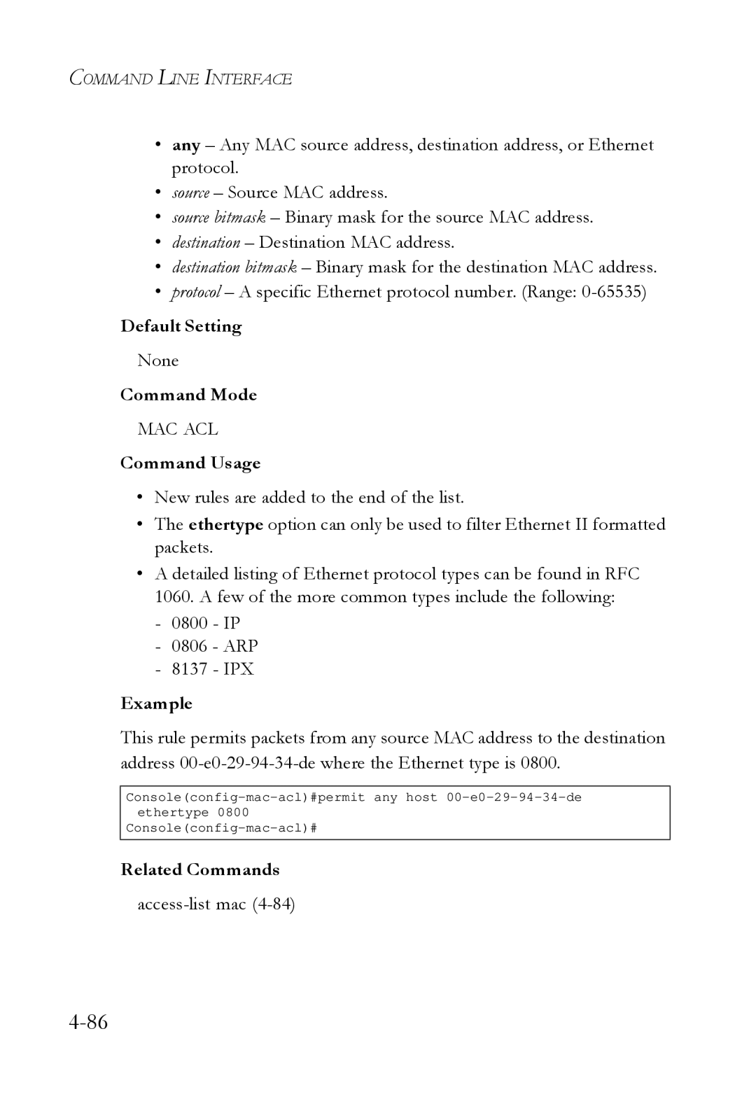 SMC Networks SMC6724L3 manual Mac Acl 