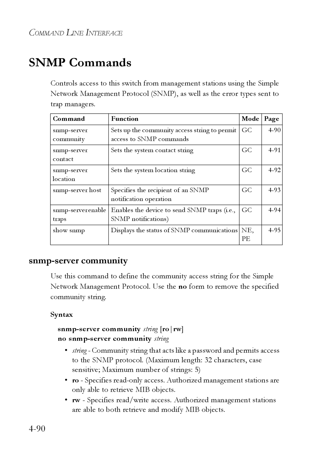 SMC Networks SMC6724L3 manual Snmp Commands, Snmp-server community 