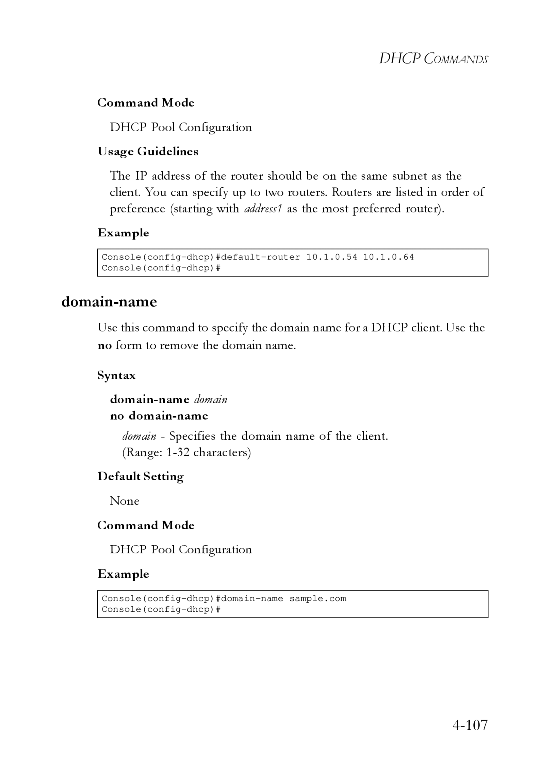 SMC Networks SMC6724L3 manual Syntax Domain-name domain no domain-name 