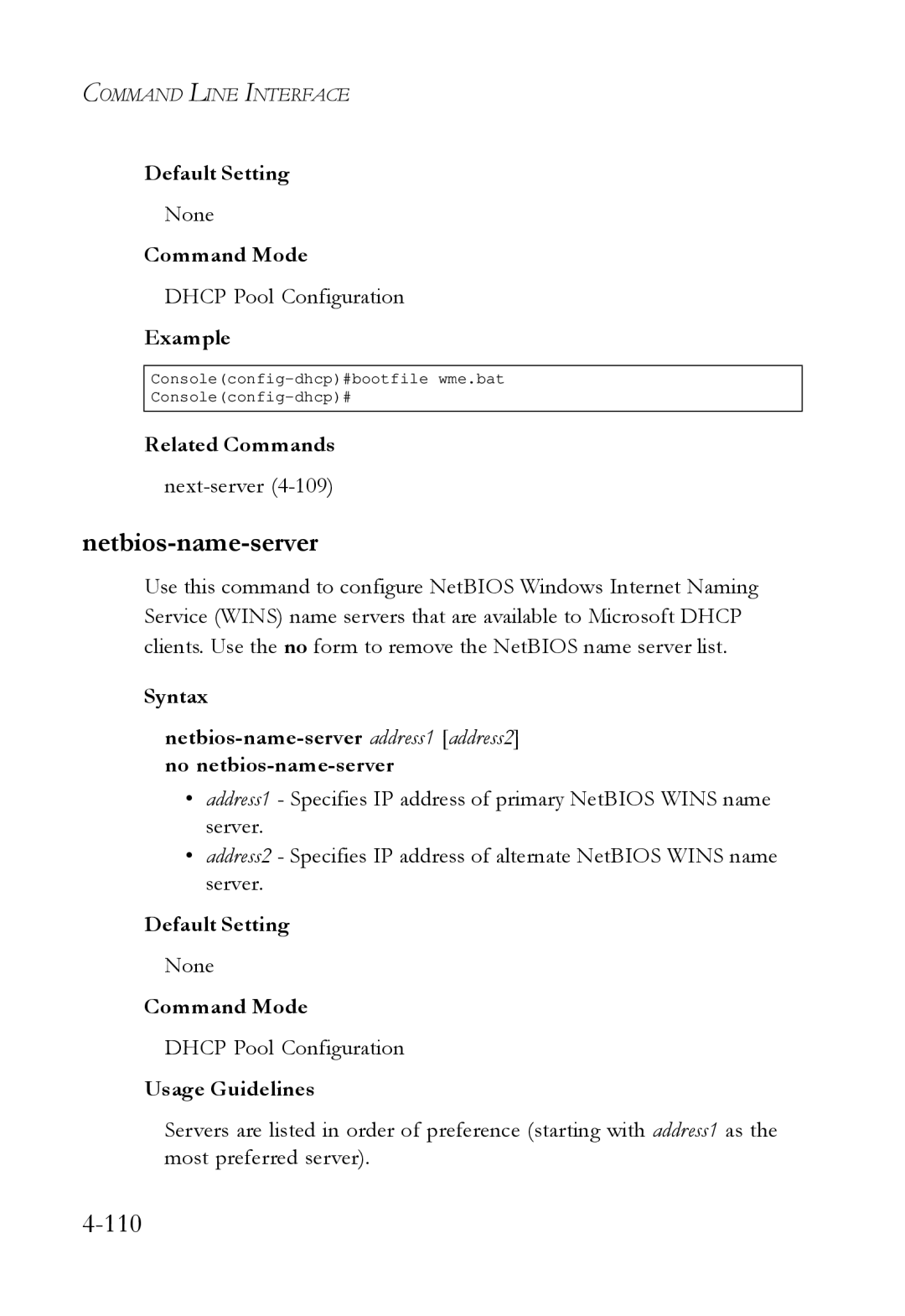 SMC Networks SMC6724L3 manual Netbios-name-server, Next-server4-109 