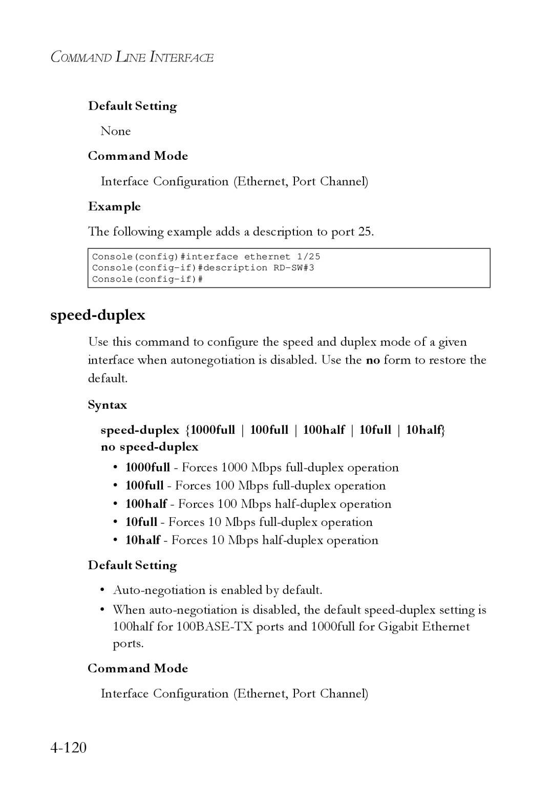 SMC Networks SMC6724L3 manual Speed-duplex, Interface Configuration Ethernet, Port Channel 