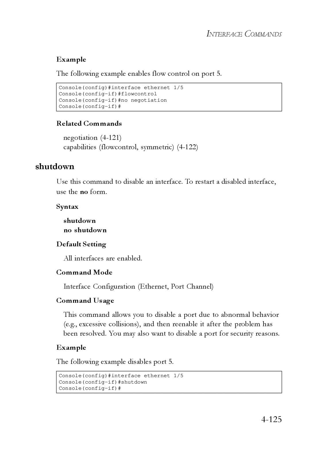 SMC Networks SMC6724L3 manual Syntax Shutdown no shutdown Default Setting 