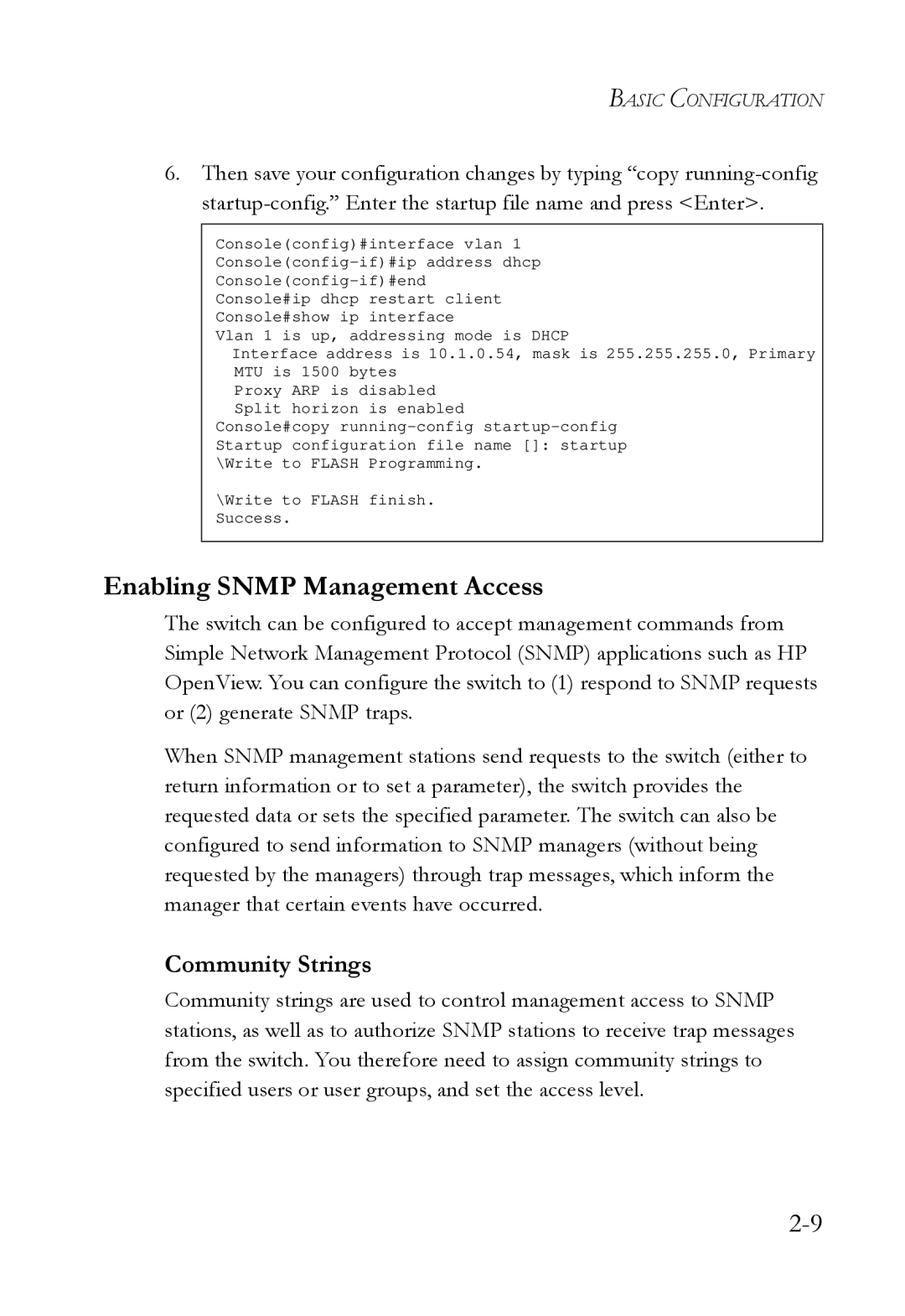 SMC Networks SMC6724L3 manual Enabling Snmp Management Access, Community Strings 