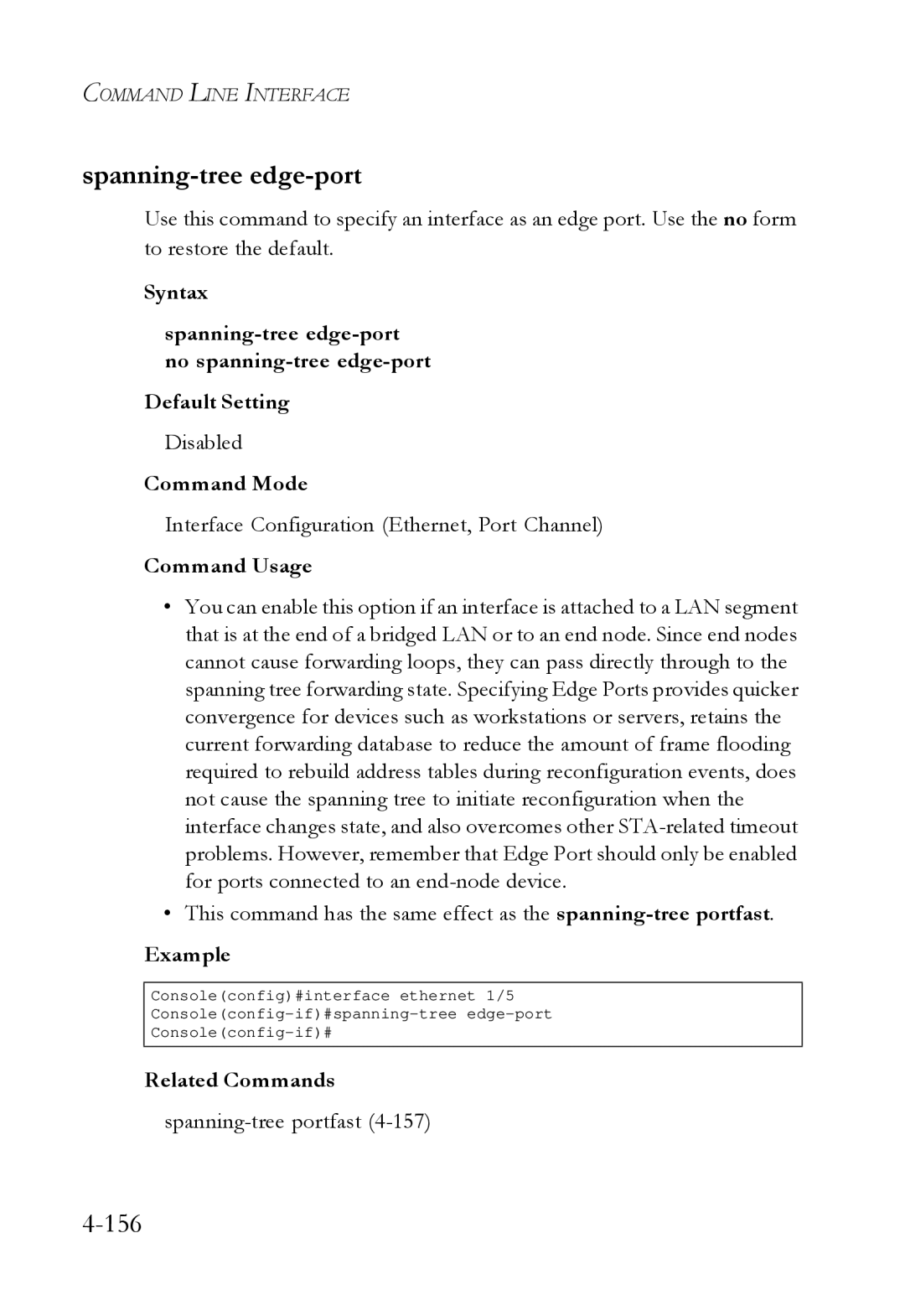 SMC Networks SMC6724L3 manual Spanning-tree edge-port, Disabled 