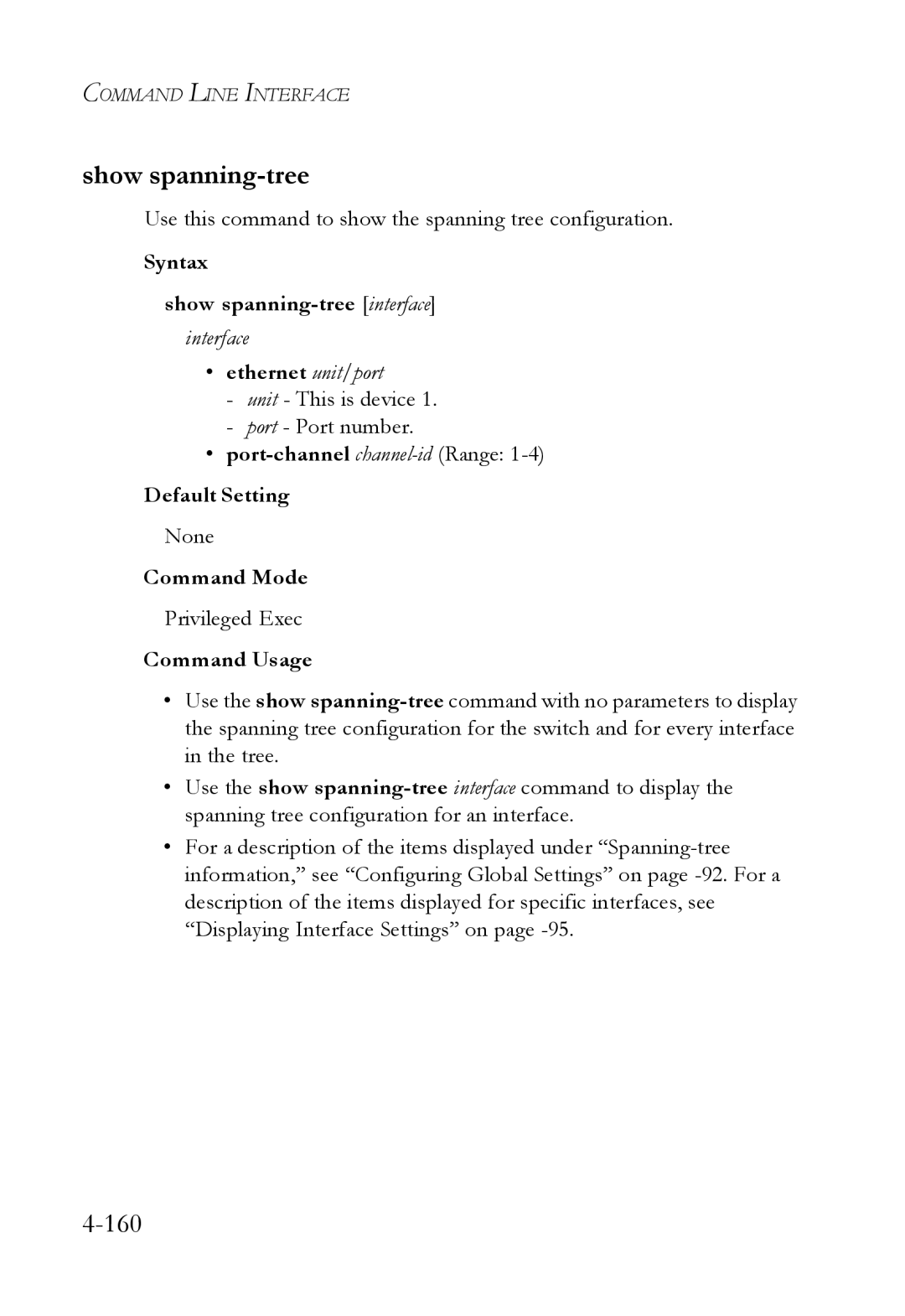 SMC Networks SMC6724L3 manual Show spanning-tree, Use this command to show the spanning tree configuration 