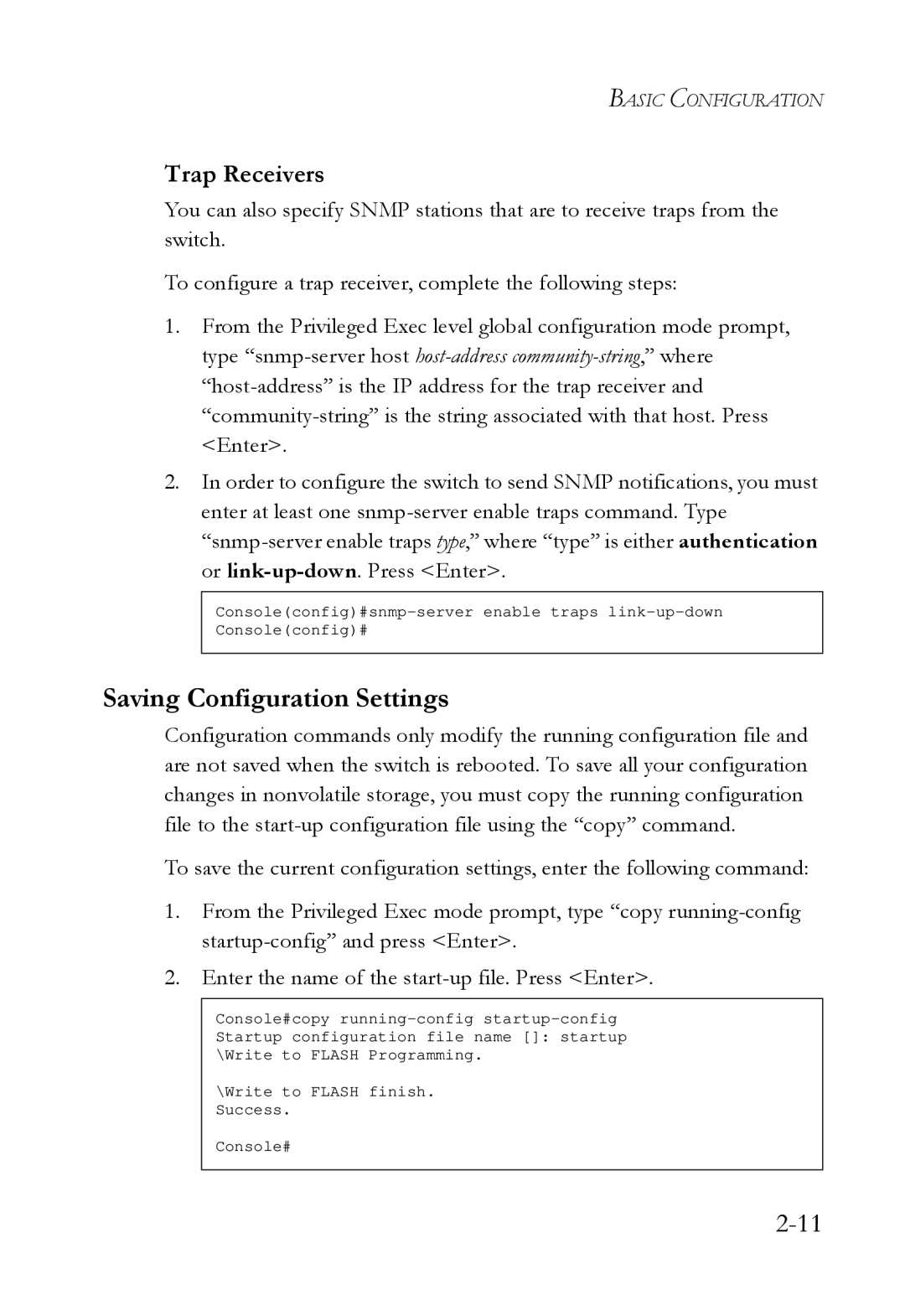 SMC Networks SMC6724L3 manual Saving Configuration Settings, Trap Receivers 