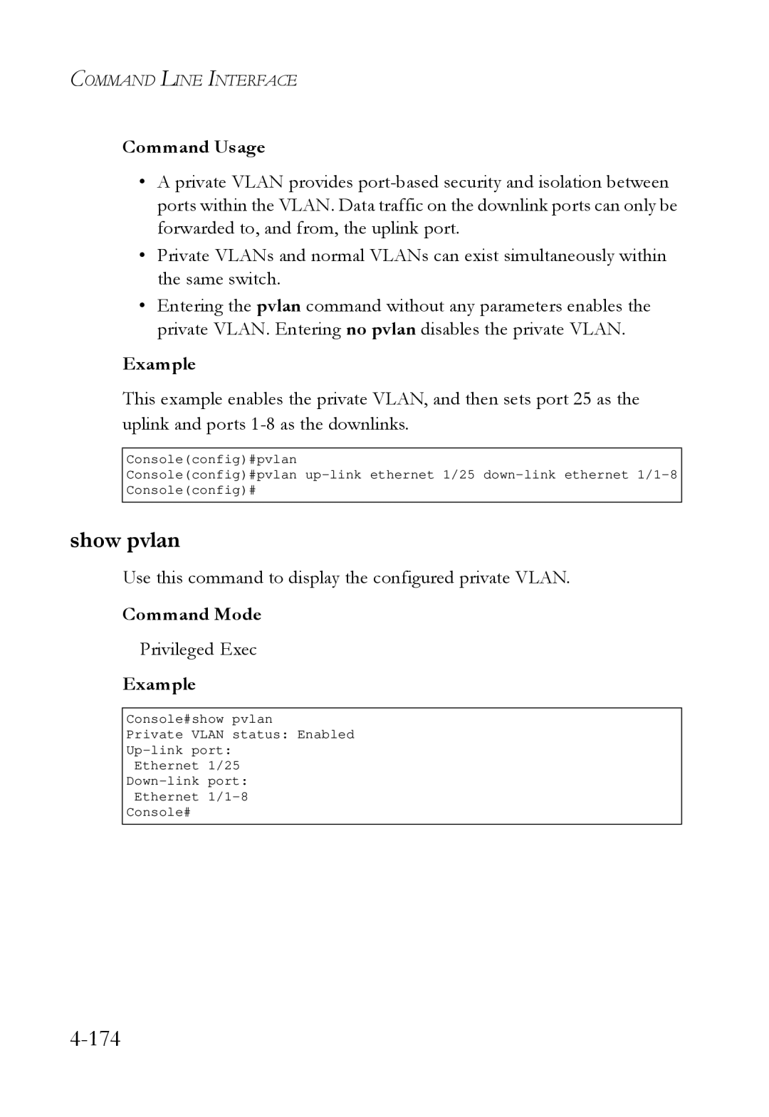 SMC Networks SMC6724L3 manual Show pvlan, Use this command to display the configured private Vlan 