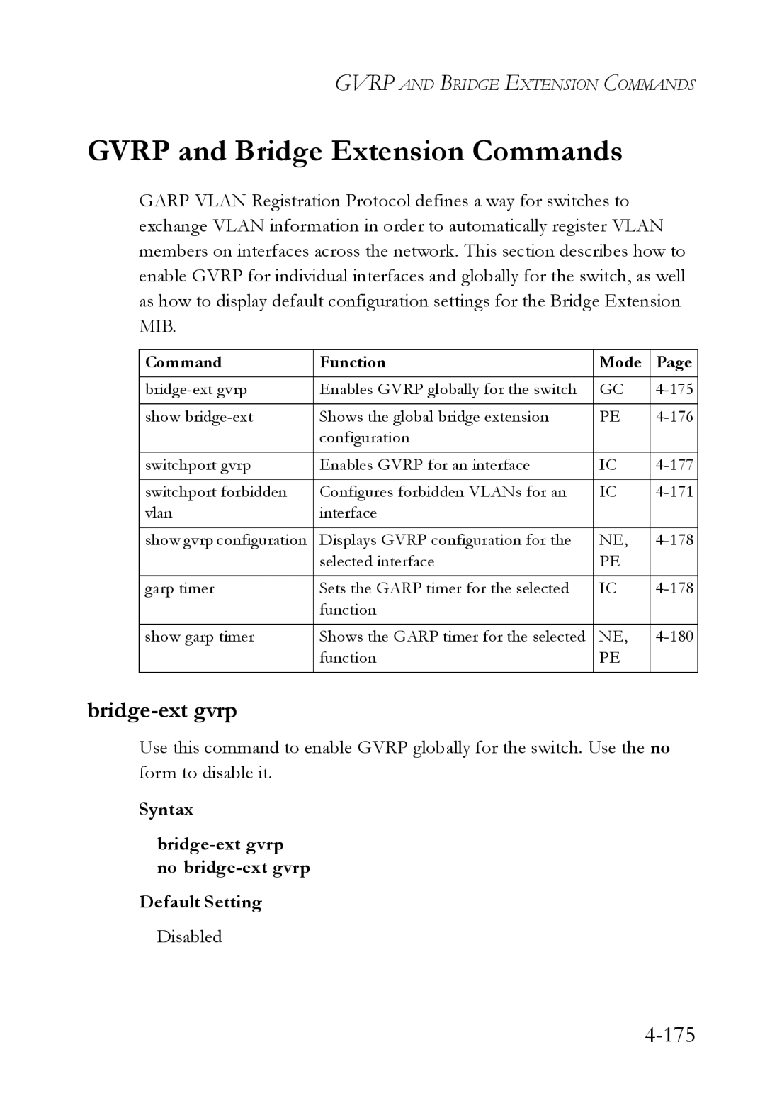 SMC Networks SMC6724L3 manual Gvrp and Bridge Extension Commands, Bridge-ext gvrp 