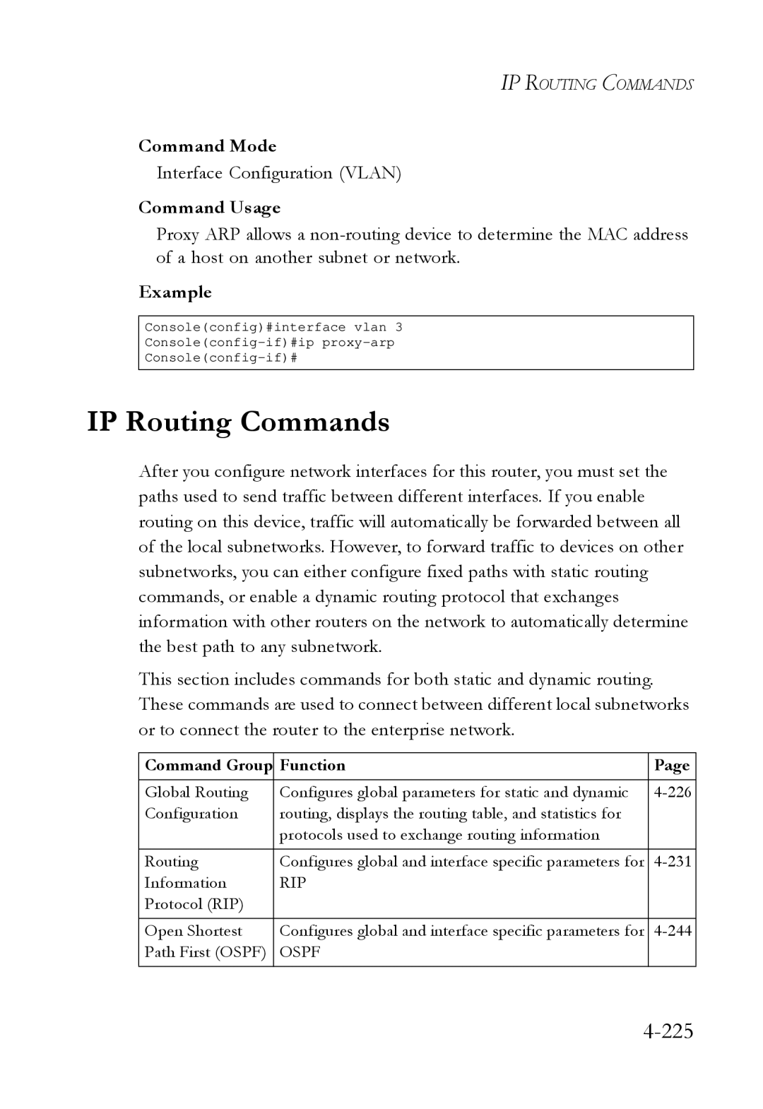 SMC Networks SMC6724L3 manual IP Routing Commands, Interface Configuration Vlan 