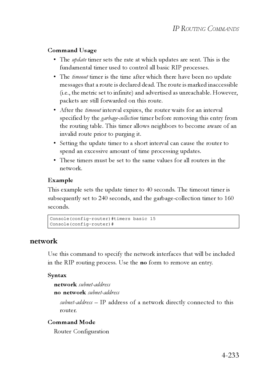 SMC Networks SMC6724L3 manual Network subnet-address no network subnet-address 