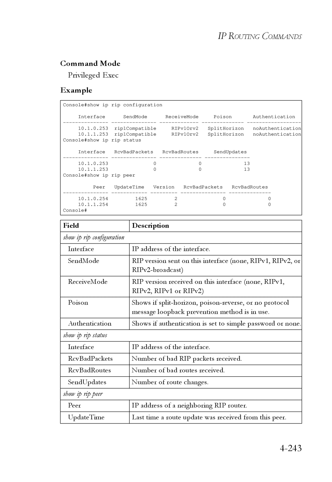 SMC Networks SMC6724L3 manual 243, Show ip rip configuration 