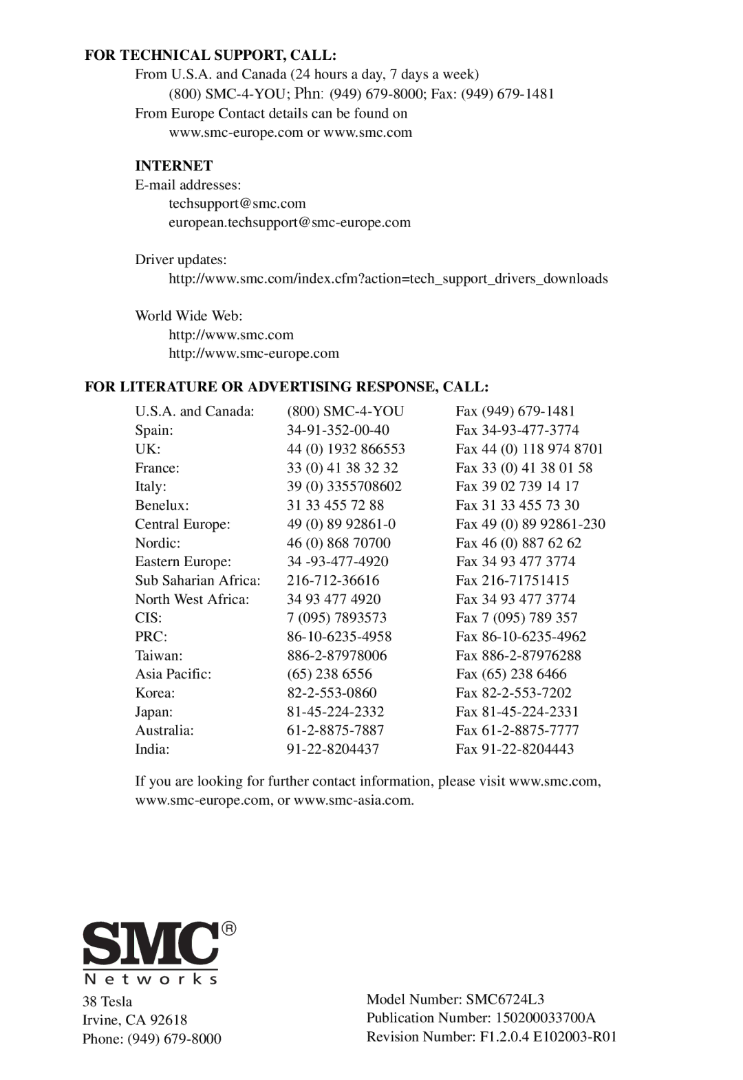 SMC Networks SMC6724L3 manual Internet 