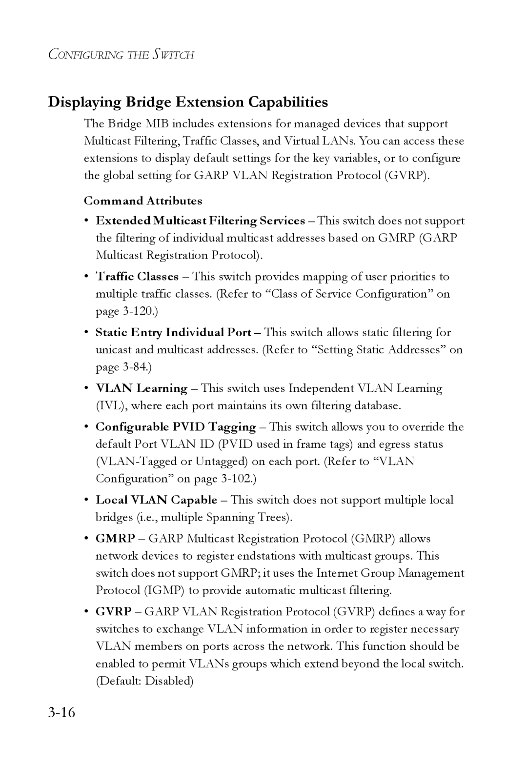 SMC Networks SMC6724L3 manual Displaying Bridge Extension Capabilities 