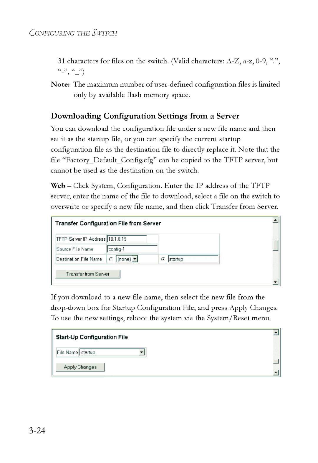 SMC Networks SMC6724L3 manual Downloading Configuration Settings from a Server 