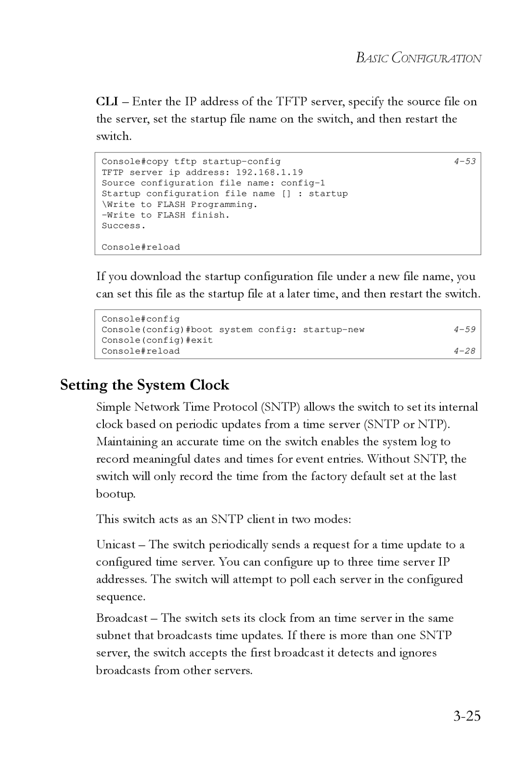 SMC Networks SMC6724L3 manual Setting the System Clock 