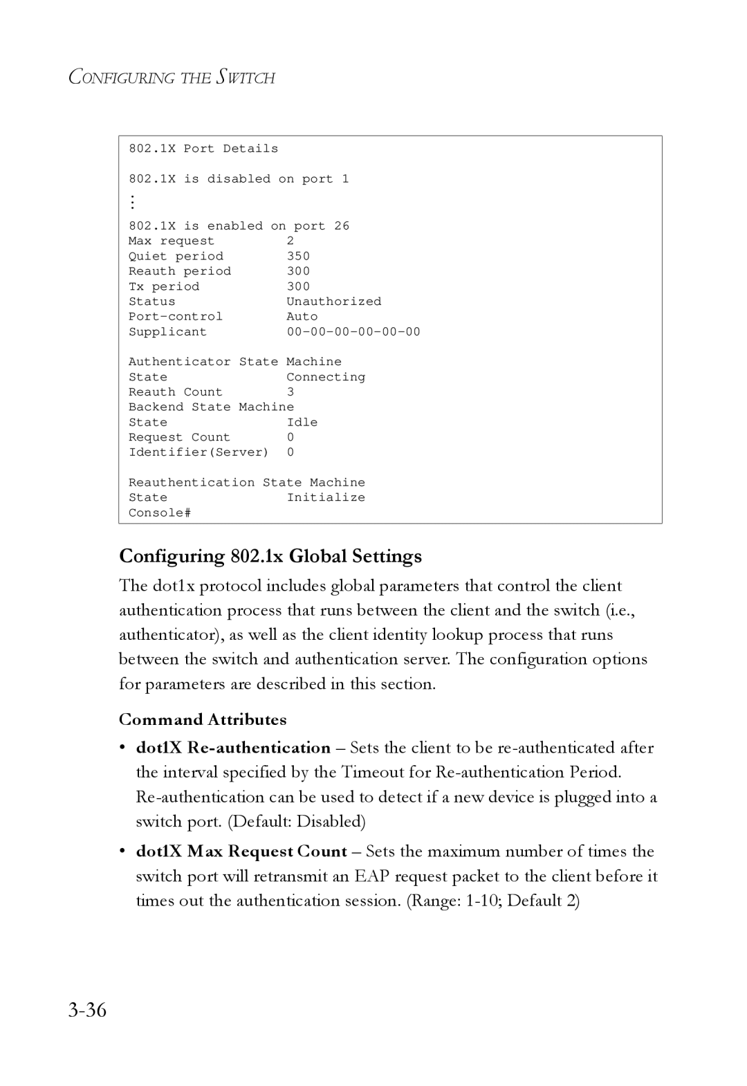 SMC Networks SMC6724L3 manual Configuring 802.1x Global Settings 