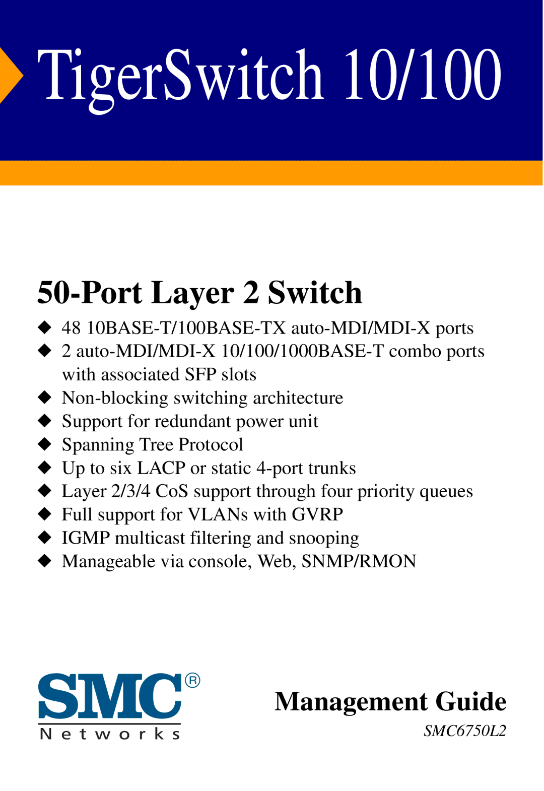 SMC Networks SMC6750L2 manual TigerSwitch 10/100 