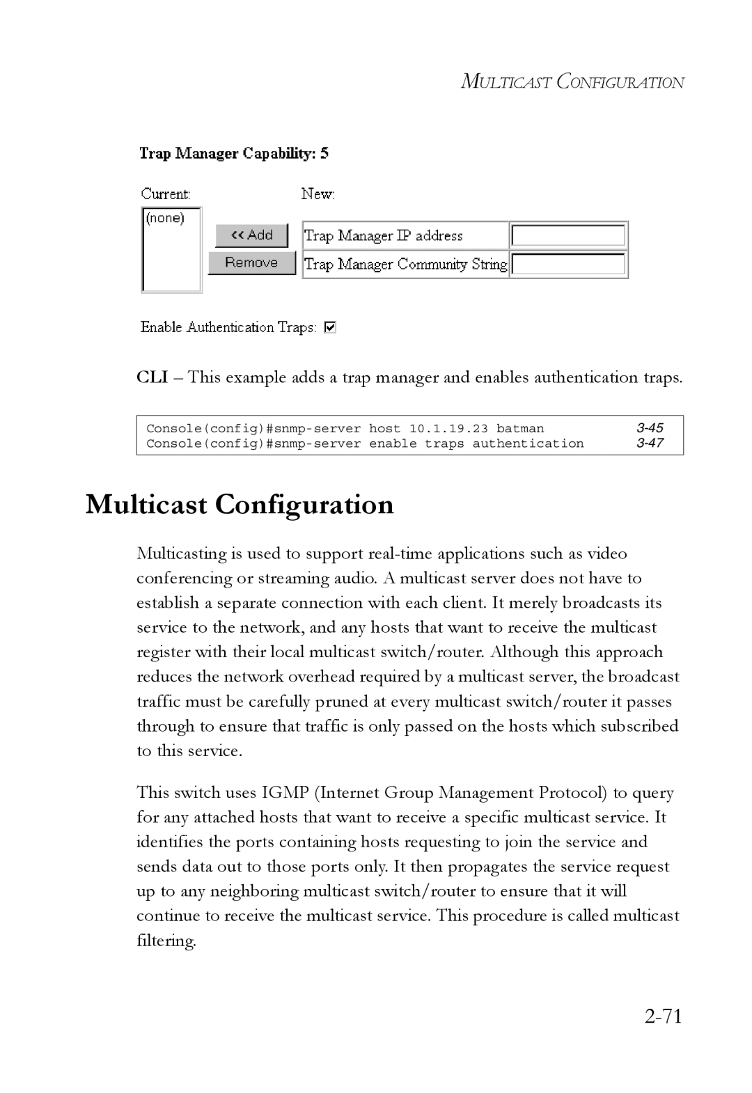 SMC Networks SMC6750L2 manual Multicast Configuration 