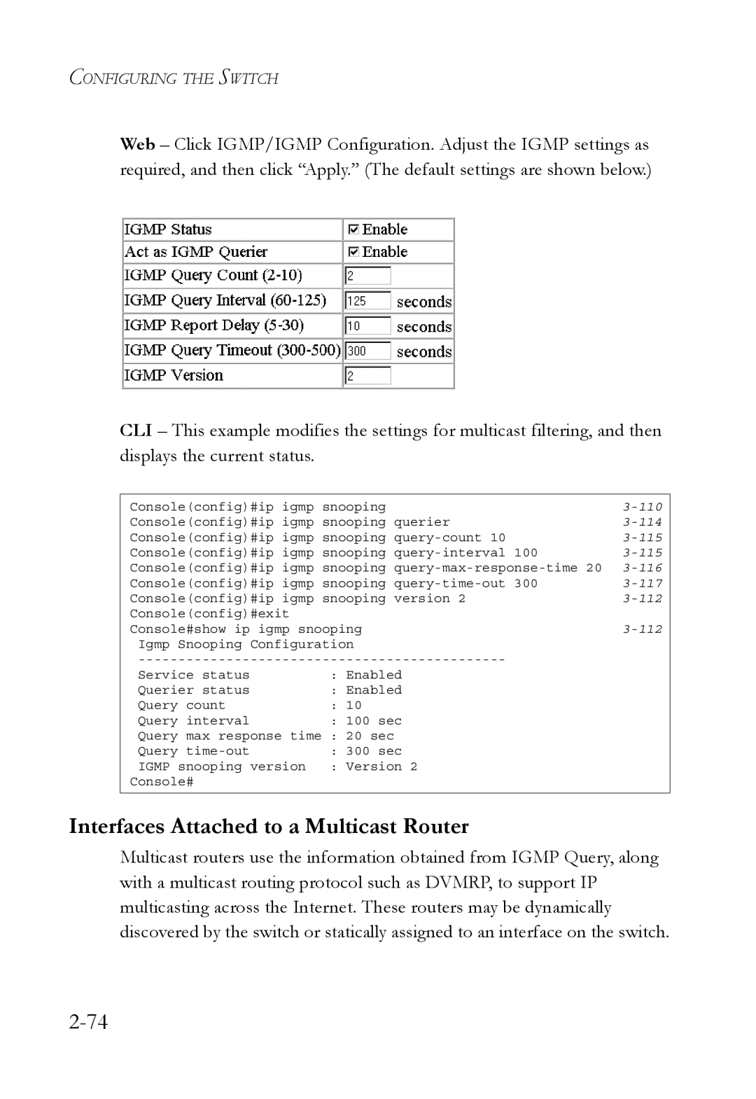 SMC Networks SMC6750L2 manual Interfaces Attached to a Multicast Router 