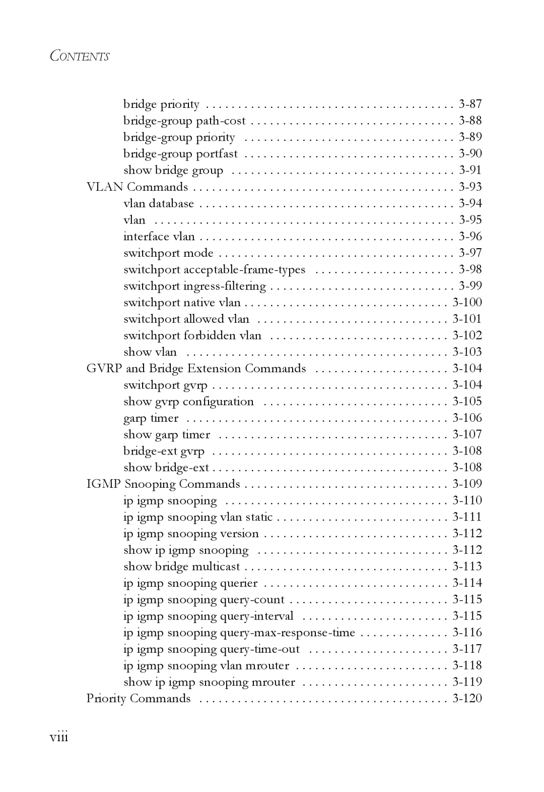 SMC Networks SMC6750L2 manual Viii 