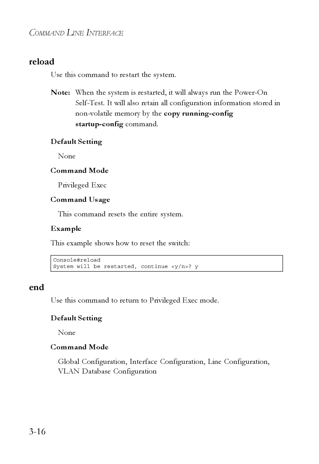 SMC Networks SMC6750L2 manual Reload, End 