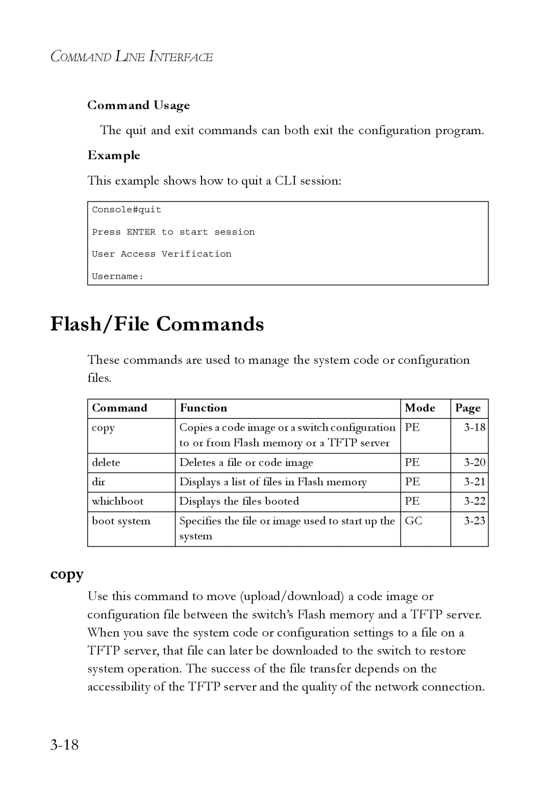 SMC Networks SMC6750L2 manual Flash/File Commands, Copy 