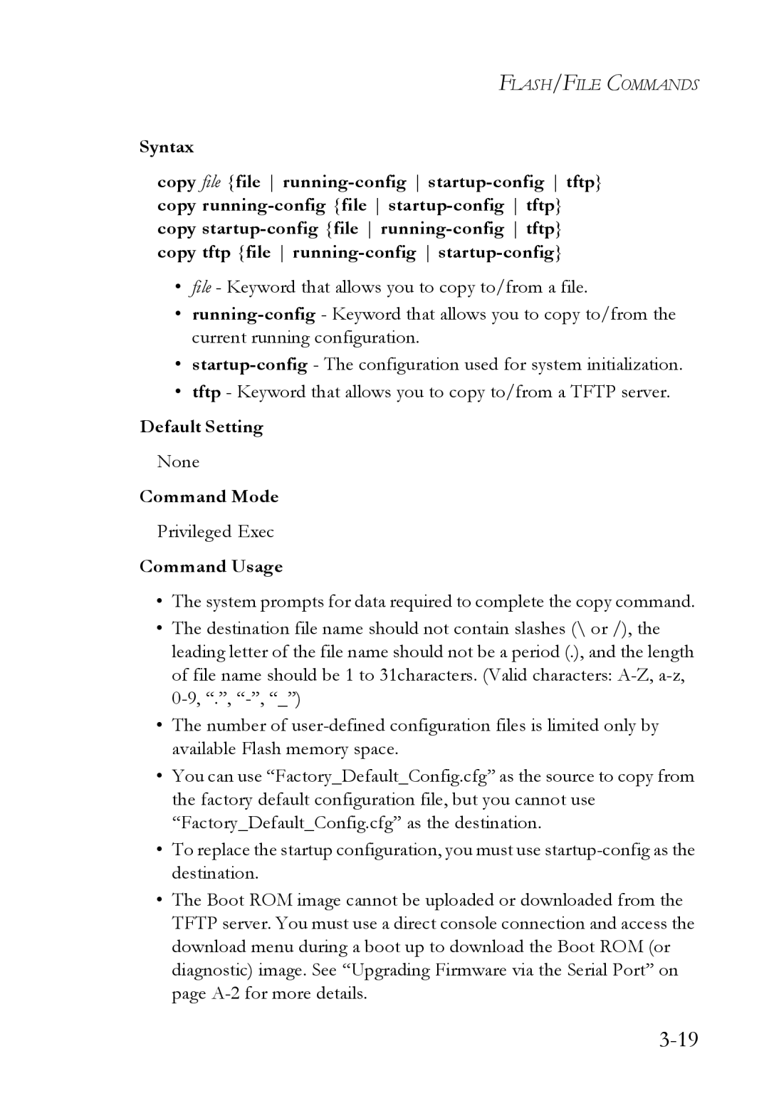 SMC Networks SMC6750L2 manual FLASH/FILE Commands 