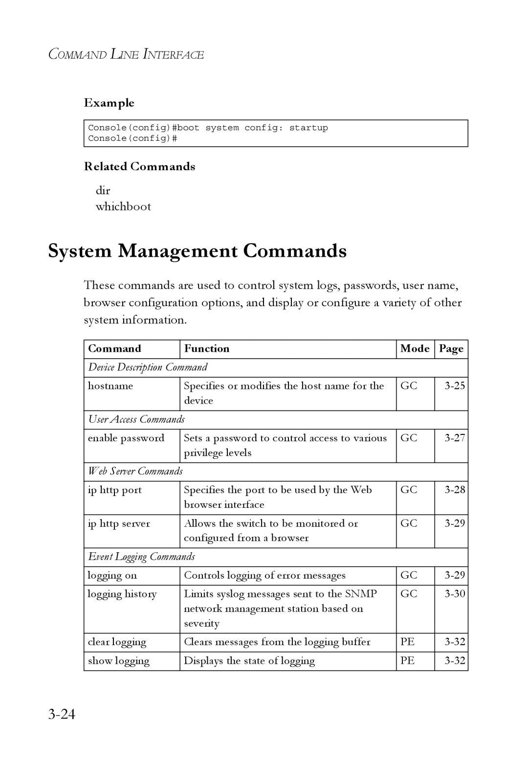 SMC Networks SMC6750L2 manual System Management Commands, Command Function Mode 