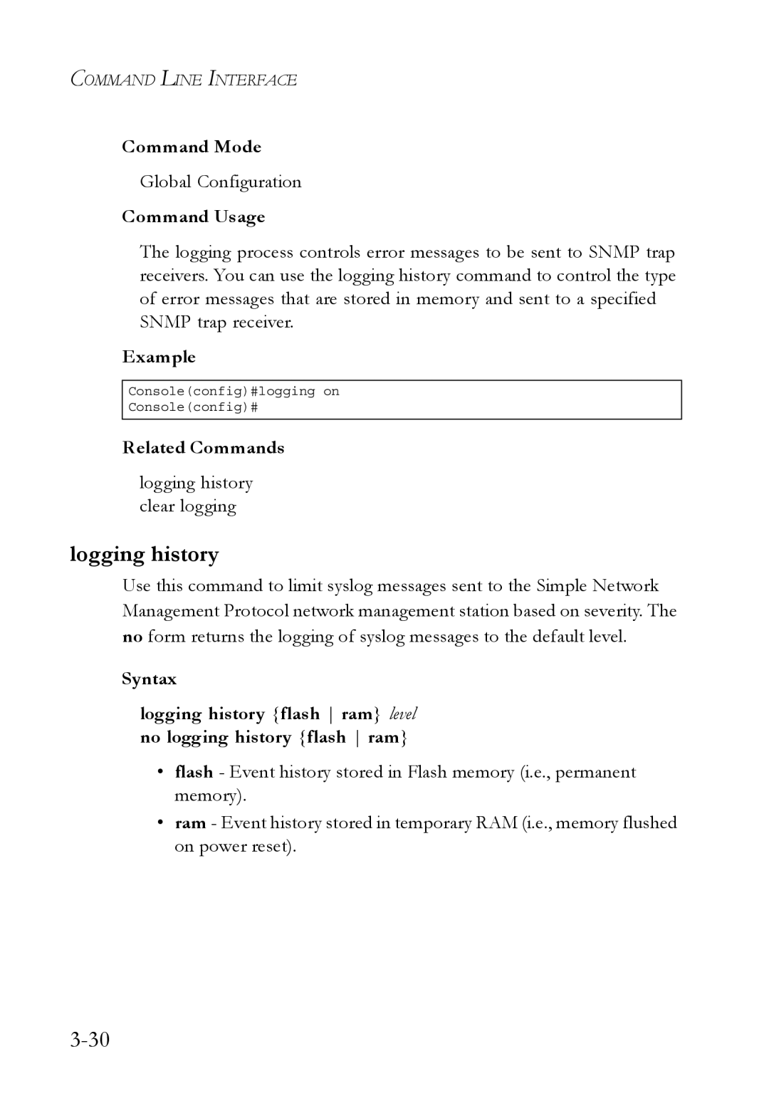 SMC Networks SMC6750L2 manual Logging history 